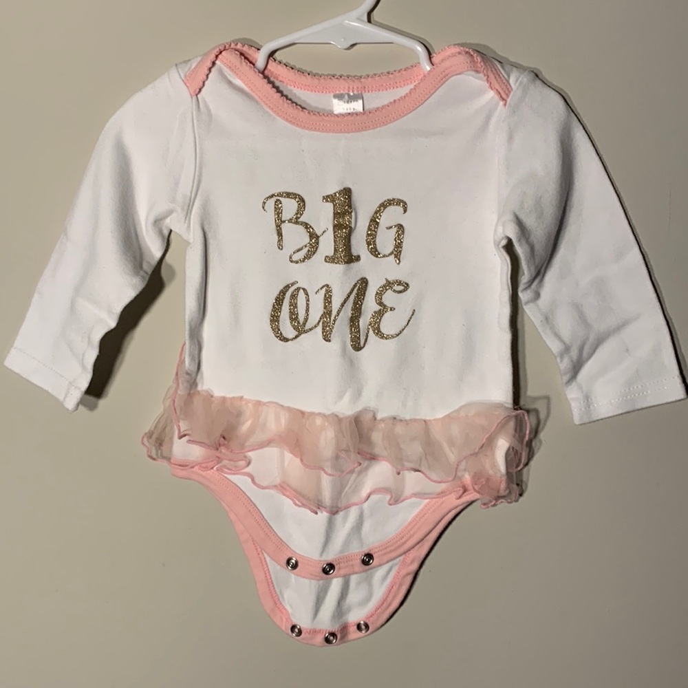 Baby Girl Tutu Onesie “Big One” First Birthday For Larger One Year Old Size 18 M